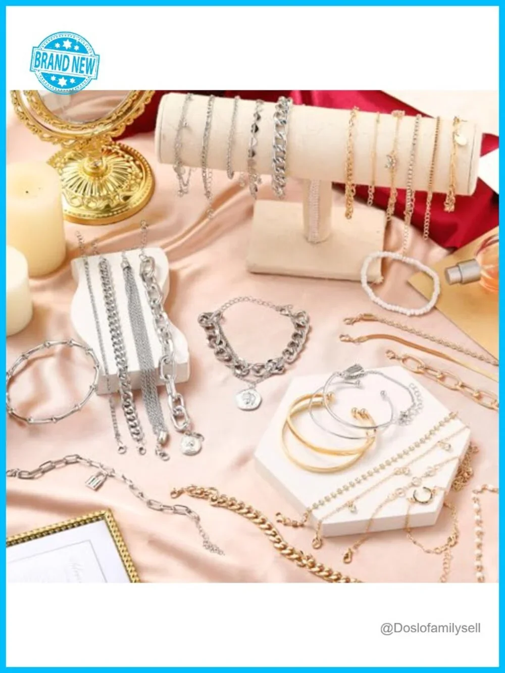 33 Pcs Stackable Chunky Dainty Bangles Set Alloy Mix Metal Bracelets